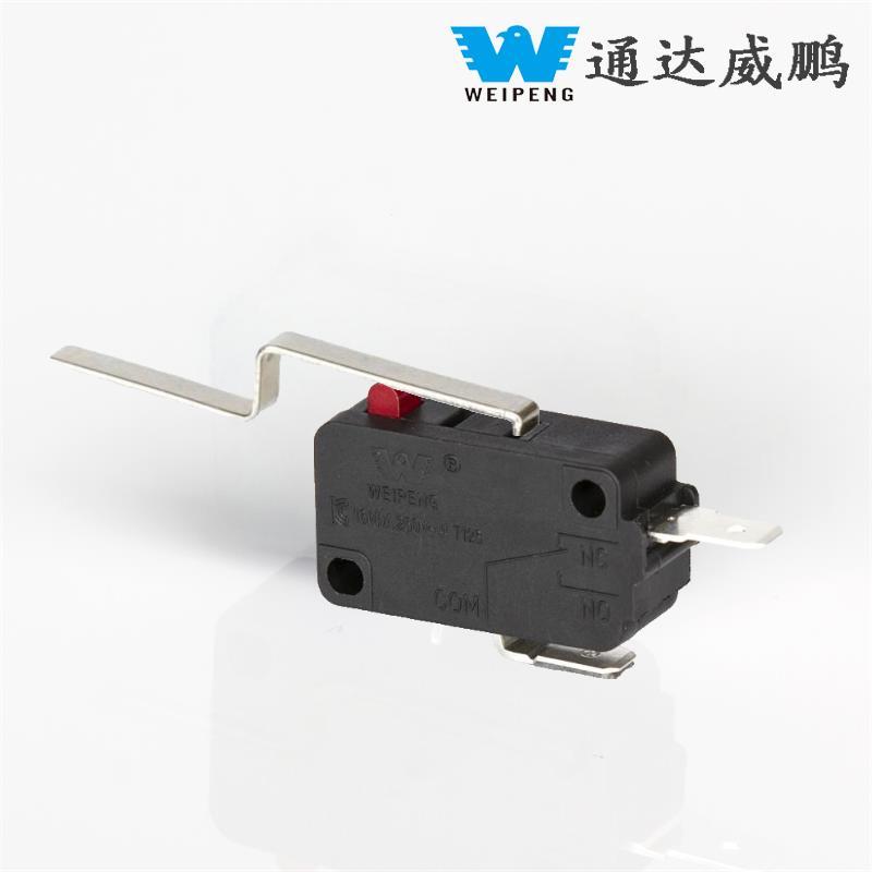 ມືຈັບແບບ 2-Pin 16A Arc-Shaped ກັນຂີ້ຝຸ່ນ Micro Switch ທີ່ມີອຸນຫະພູມສູງໃນປະຈຸບັນ.