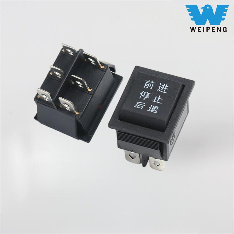 KCD4 Black 31*25mm 6-pin 3-position 16A 250V Rocker Switch