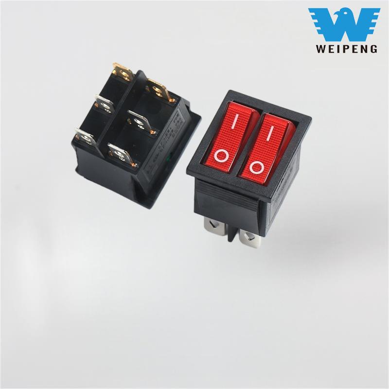 KCD4 Double Red Rocker Switch ມີແສງສະຫວ່າງ