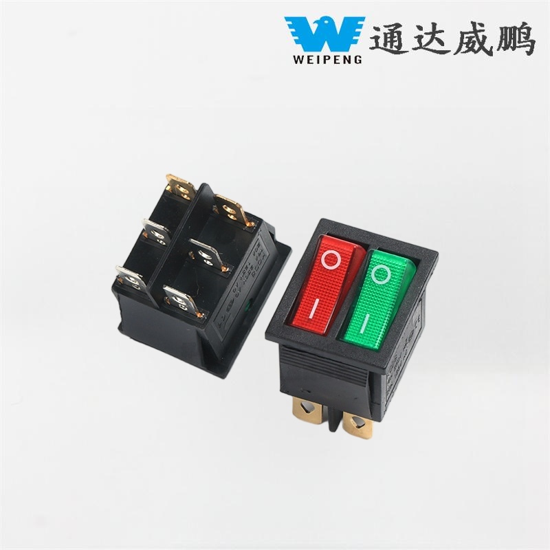 Kcd4 Double Rocker Boat Switch 6 Pins ມີໄຟສີແດງແລະສີຂຽວ