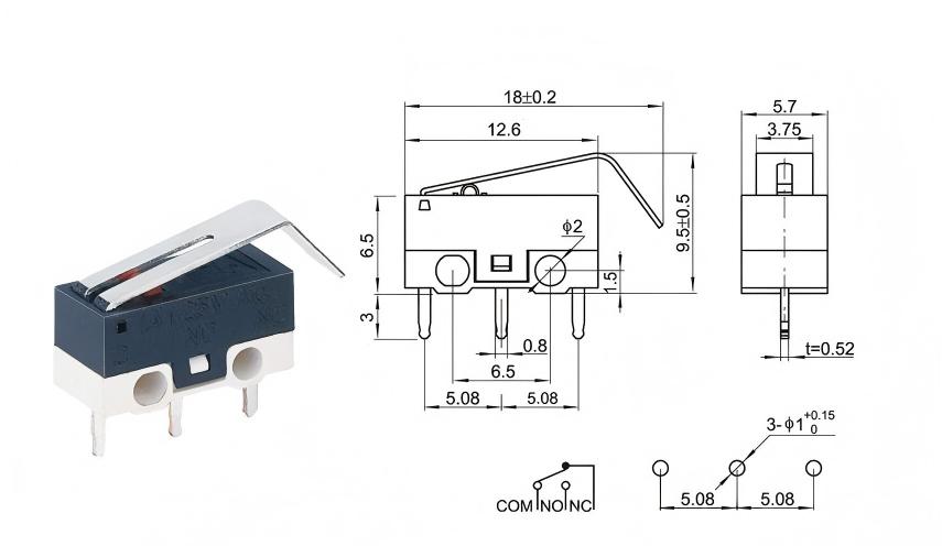ສະຫຼັບເມົາສ໌ຈັບໂຄ້ງຈຸດສີເງິນ