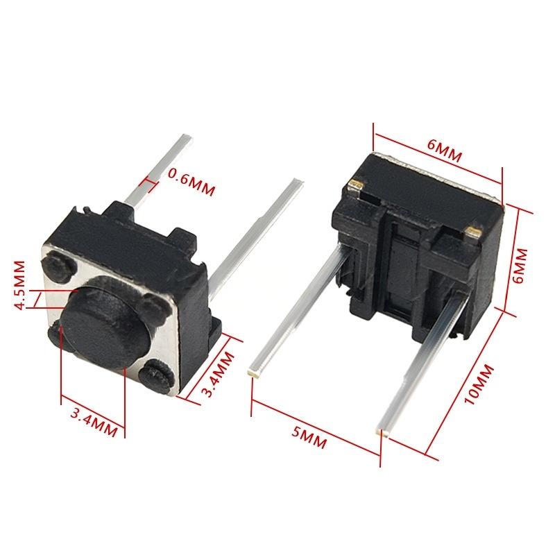 ປຸ່ມສະຫຼັບປຸ່ມກົດແນວຕັ້ງ Micro Tactile ສອງPin 6*6*4.5